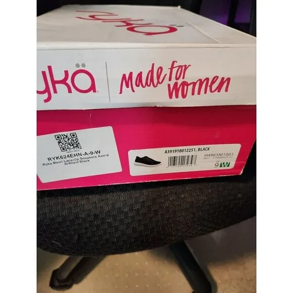 RYKA Astrid Black Mesh Athletic Sneakers With Holographic Heel Accent - Picture 11 of 11